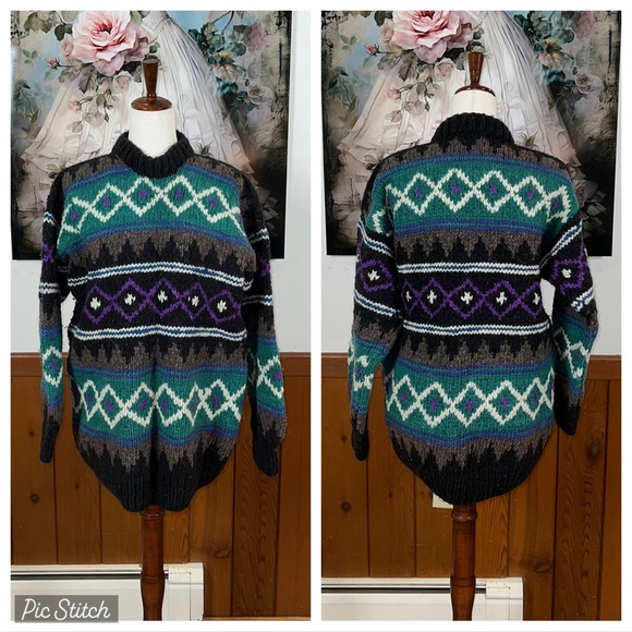 Awesome Vintage 1980s Indian Weavings Ecuadorian Wool Sweater! - Picture 1 of 6